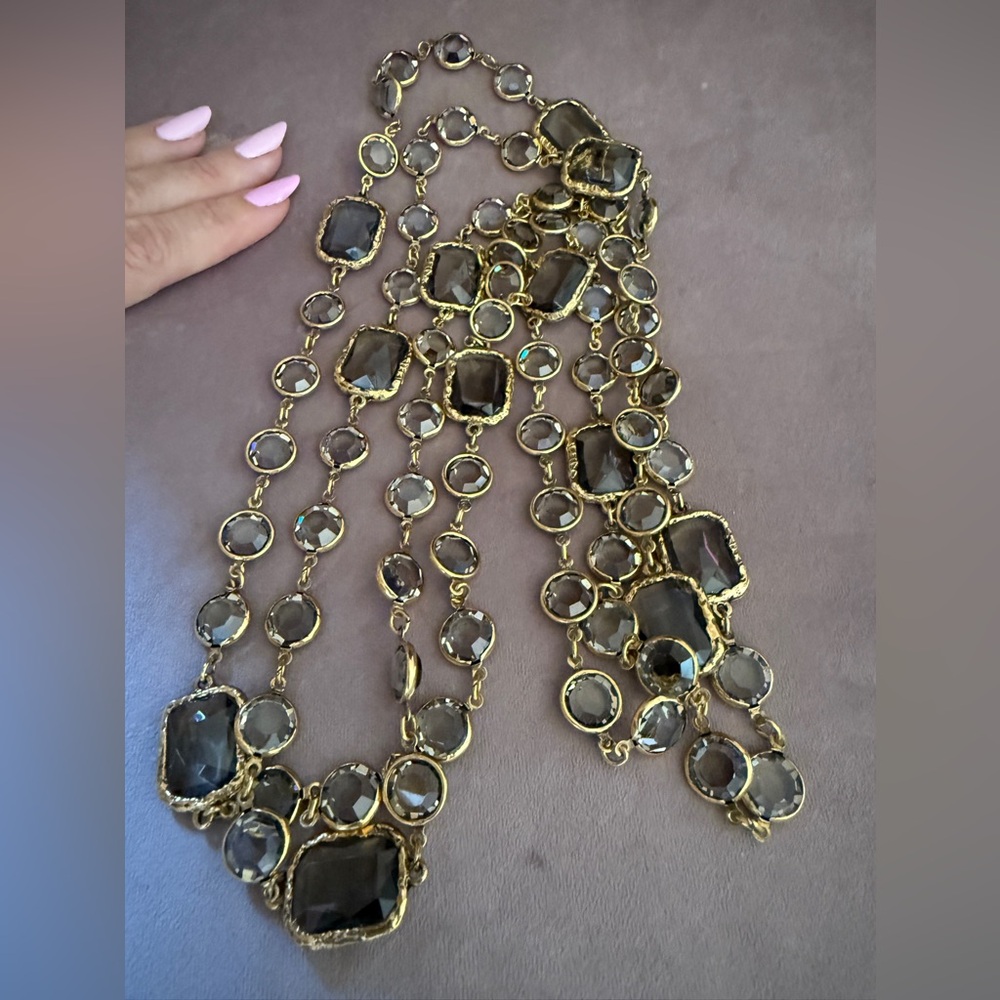 Signed Vintage 1981 Chanel Paris “Bottle” Crystal
Chiclet Chain Sautoir Necklace